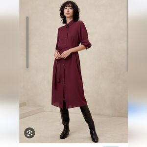 Banana Republic Deep Red Long Sleeve Dress